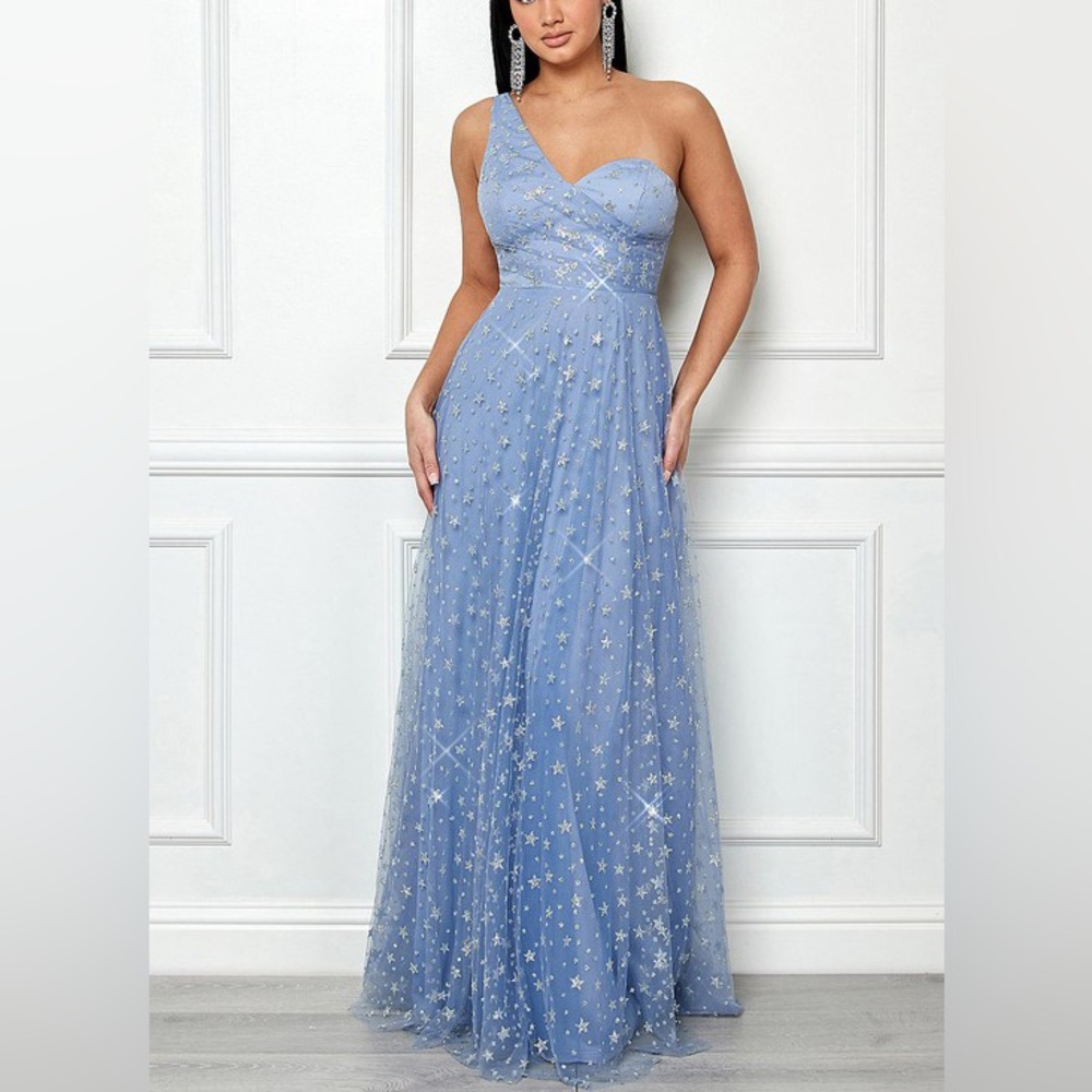 Elegant Starry Blue Evening Dress